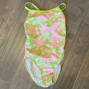 TYR One Piece Swimsuit practice- Green and Pink Floral size 32